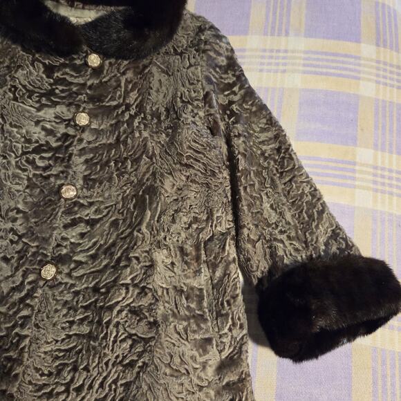 Vintage 40s 50s Rikes Dayton Persian Lamb Fur Mink Fur Collar Coat Penny Lane - Picture 8 of 16